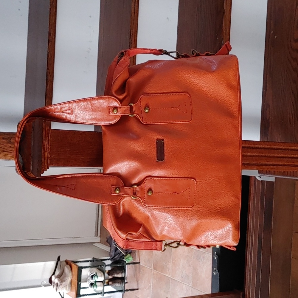 Matt & Nat Orange Faux Leather Hobo Tote Bag